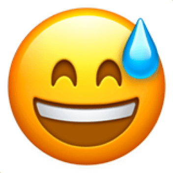 grinning face with sweat